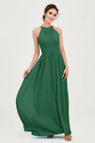 Empire Halter Chiffon Women's Bridesmaid Dress Ruched Formal Evening Prom Gowns