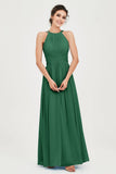 Empire Halter Chiffon Women's Bridesmaid Dress Ruched Formal Evening Prom Gowns