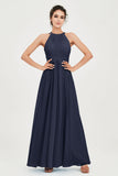 Empire Halter Chiffon Women's Bridesmaid Dress Ruched Formal Evening Prom Gowns