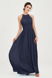 Empire Halter Chiffon Women's Bridesmaid Dress Ruched Formal Evening Prom Gowns