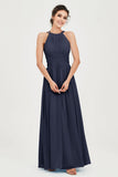 Empire Halter Chiffon Women's Bridesmaid Dress Ruched Formal Evening Prom Gowns