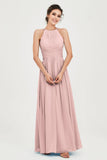 Empire Halter Chiffon Women's Bridesmaid Dress Ruched Formal Evening Prom Gowns