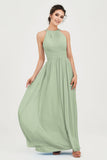 Empire Halter Chiffon Women's Bridesmaid Dress Ruched Formal Evening Prom Gowns