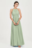 Empire Halter Chiffon Women's Bridesmaid Dress Ruched Formal Evening Prom Gowns