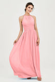 Empire Halter Chiffon Women's Bridesmaid Dress Ruched Formal Evening Prom Gowns