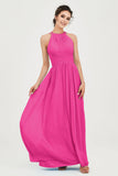 Empire Halter Chiffon Women's Bridesmaid Dress Ruched Formal Evening Prom Gowns