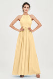 Empire Halter Chiffon Women's Bridesmaid Dress Ruched Formal Evening Prom Gowns