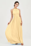 Empire Halter Chiffon Women's Bridesmaid Dress Ruched Formal Evening Prom Gowns