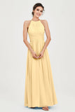 Empire Halter Chiffon Women's Bridesmaid Dress Ruched Formal Evening Prom Gowns