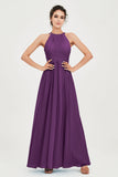 Empire Halter Chiffon Women's Bridesmaid Dress Ruched Formal Evening Prom Gowns