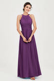 Empire Halter Chiffon Women's Bridesmaid Dress Ruched Formal Evening Prom Gowns
