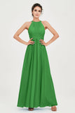 Empire Halter Chiffon Women's Bridesmaid Dress Ruched Formal Evening Prom Gowns