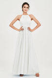 Empire Halter Chiffon Women's Bridesmaid Dress Ruched Formal Evening Prom Gowns