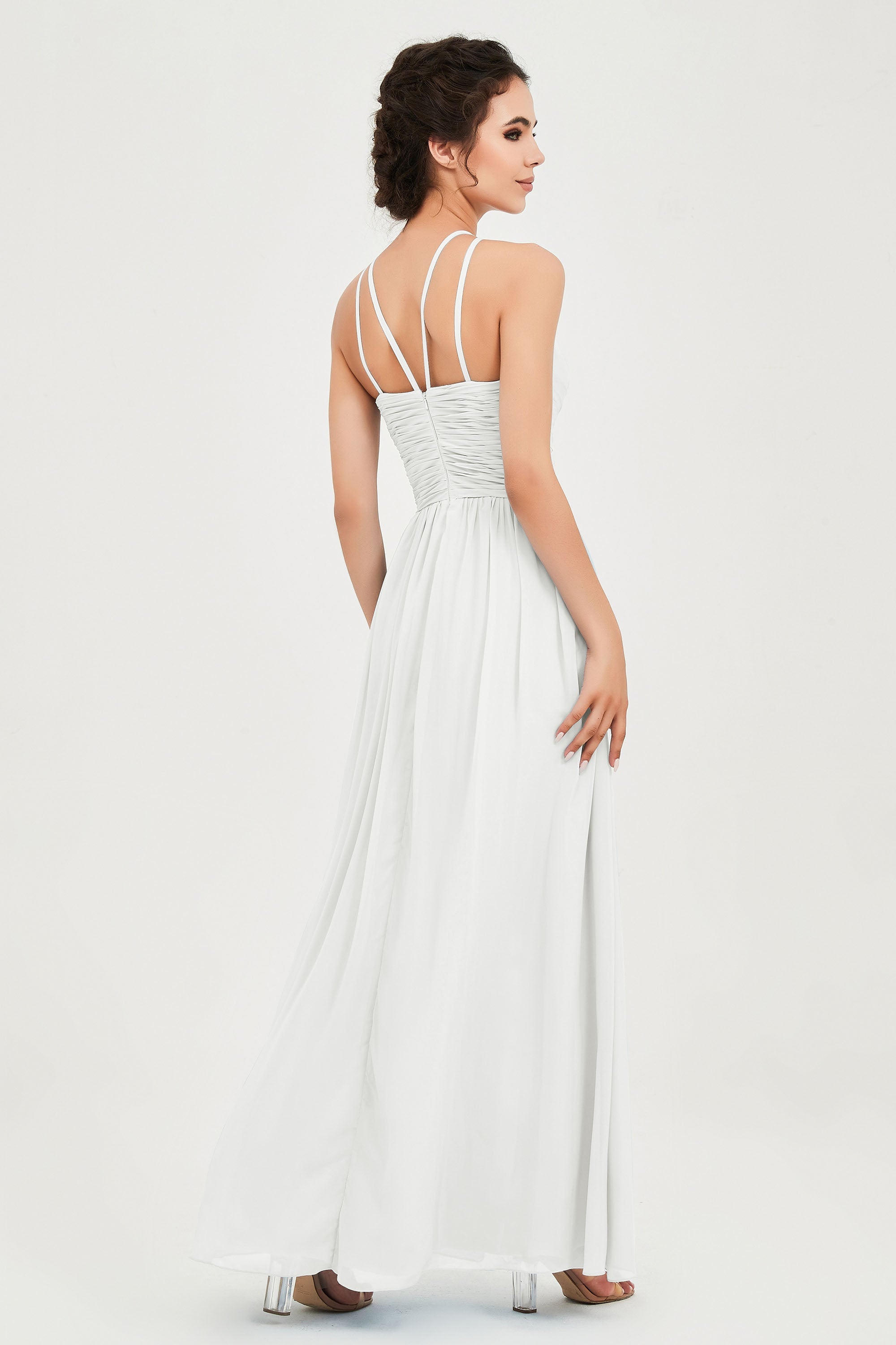 Empire Halter Chiffon Women's Bridesmaid Dress Ruched Formal Evening Prom Gowns