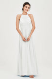 Empire Halter Chiffon Women's Bridesmaid Dress Ruched Formal Evening Prom Gowns