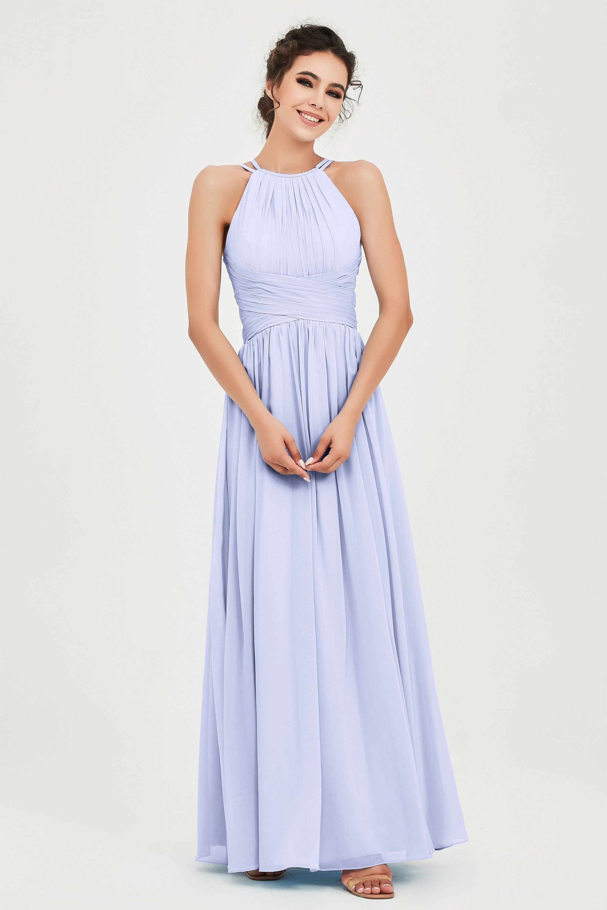 Empire Halter Chiffon Women's Bridesmaid Dress Ruched Formal Evening Prom Gowns