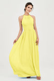 Empire Halter Chiffon Women's Bridesmaid Dress Ruched Formal Evening Prom Gowns