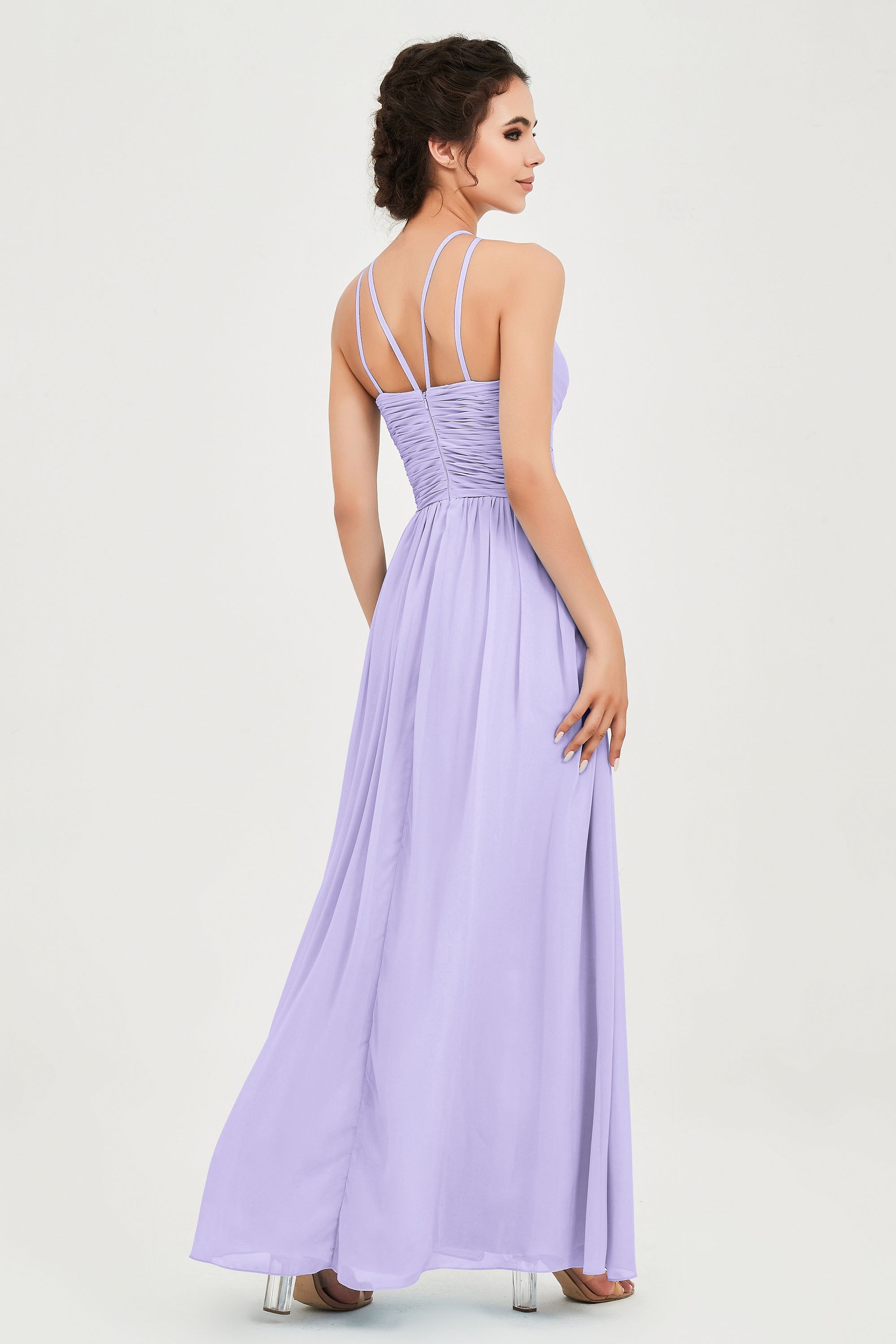 Empire Halter Chiffon Women's Bridesmaid Dress Ruched Formal Evening Prom Gowns