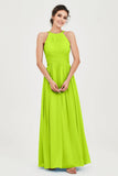 Empire Halter Chiffon Women's Bridesmaid Dress Ruched Formal Evening Prom Gowns