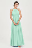 Empire Halter Chiffon Women's Bridesmaid Dress Ruched Formal Evening Prom Gowns