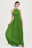 Empire Halter Chiffon Women's Bridesmaid Dress Ruched Formal Evening Prom Gowns