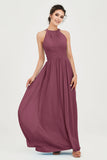 Empire Halter Chiffon Women's Bridesmaid Dress Ruched Formal Evening Prom Gowns