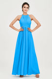 Empire Halter Chiffon Women's Bridesmaid Dress Ruched Formal Evening Prom Gowns