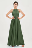 Empire Halter Chiffon Women's Bridesmaid Dress Ruched Formal Evening Prom Gowns