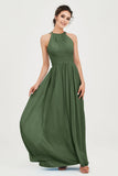 Empire Halter Chiffon Women's Bridesmaid Dress Ruched Formal Evening Prom Gowns