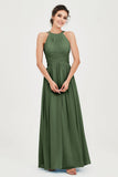 Empire Halter Chiffon Women's Bridesmaid Dress Ruched Formal Evening Prom Gowns