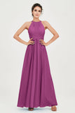 Empire Halter Chiffon Women's Bridesmaid Dress Ruched Formal Evening Prom Gowns