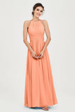 Empire Halter Chiffon Women's Bridesmaid Dress Ruched Formal Evening Prom Gowns