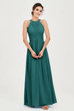 Empire Halter Chiffon Women's Bridesmaid Dress Ruched Formal Evening Prom Gowns