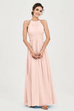 Empire Halter Chiffon Women's Bridesmaid Dress Ruched Formal Evening Prom Gowns