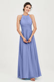 Empire Halter Chiffon Women's Bridesmaid Dress Ruched Formal Evening Prom Gowns
