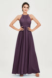 Empire Halter Chiffon Women's Bridesmaid Dress Ruched Formal Evening Prom Gowns