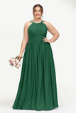 Empire Halter Chiffon Women's Bridesmaid Dress Ruched Formal Evening Prom Gowns