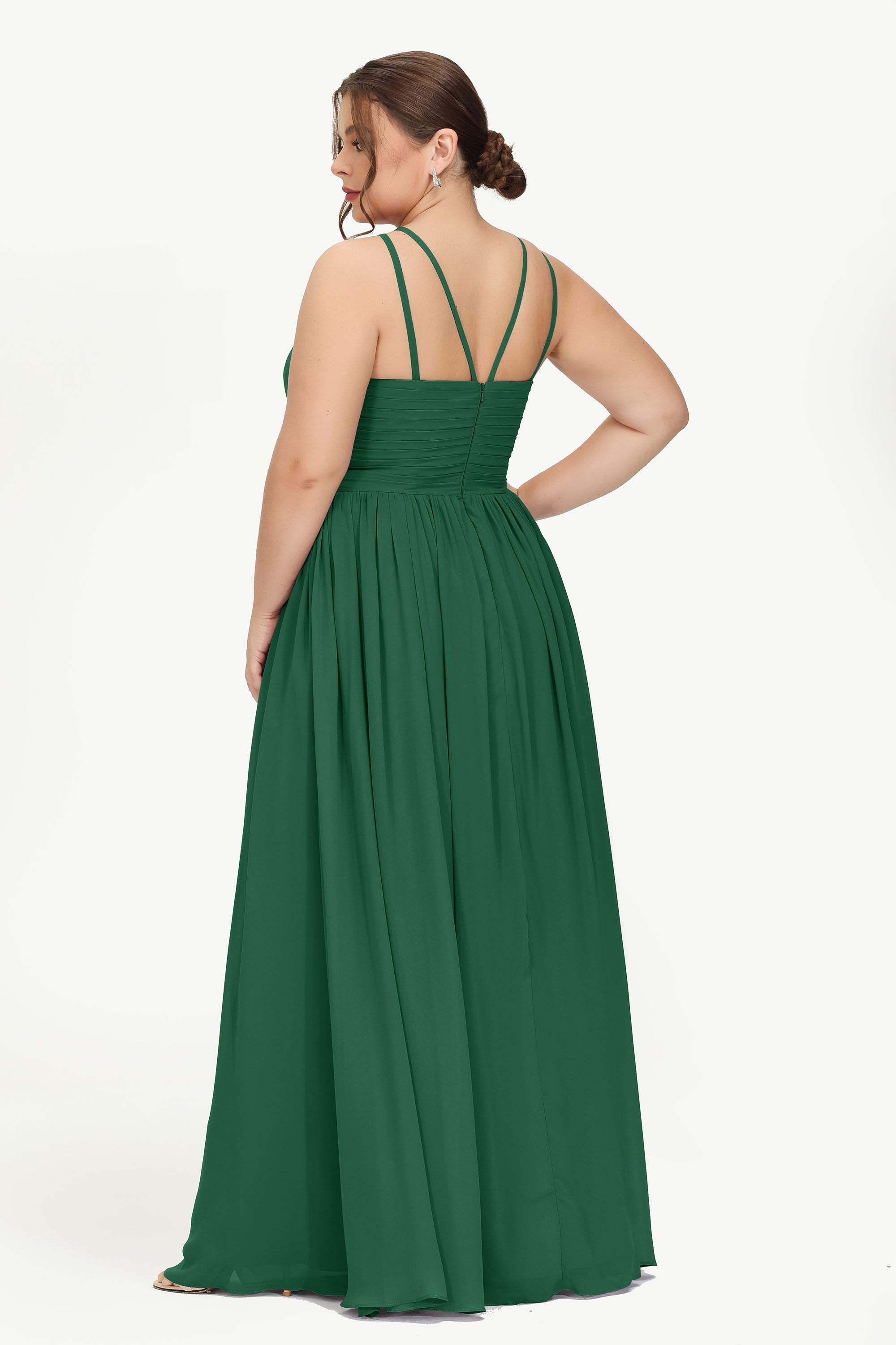 Empire Halter Chiffon Women's Bridesmaid Dress Ruched Formal Evening Prom Gowns