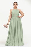 Empire Halter Chiffon Women's Bridesmaid Dress Ruched Formal Evening Prom Gowns