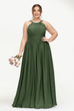 Empire Halter Chiffon Women's Bridesmaid Dress Ruched Formal Evening Prom Gowns