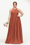 Empire Halter Chiffon Women's Bridesmaid Dress Ruched Formal Evening Prom Gowns