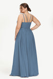 Empire Halter Chiffon Women's Bridesmaid Dress Ruched Formal Evening Prom Gowns