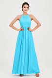 Empire Halter Chiffon Women's Bridesmaid Dress Ruched Formal Evening Prom Gowns