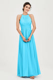 Empire Halter Chiffon Women's Bridesmaid Dress Ruched Formal Evening Prom Gowns