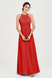 Empire Halter Chiffon Women's Bridesmaid Dress Ruched Formal Evening Prom Gowns