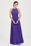Empire Halter Chiffon Women's Bridesmaid Dress Ruched Formal Evening Prom Gowns