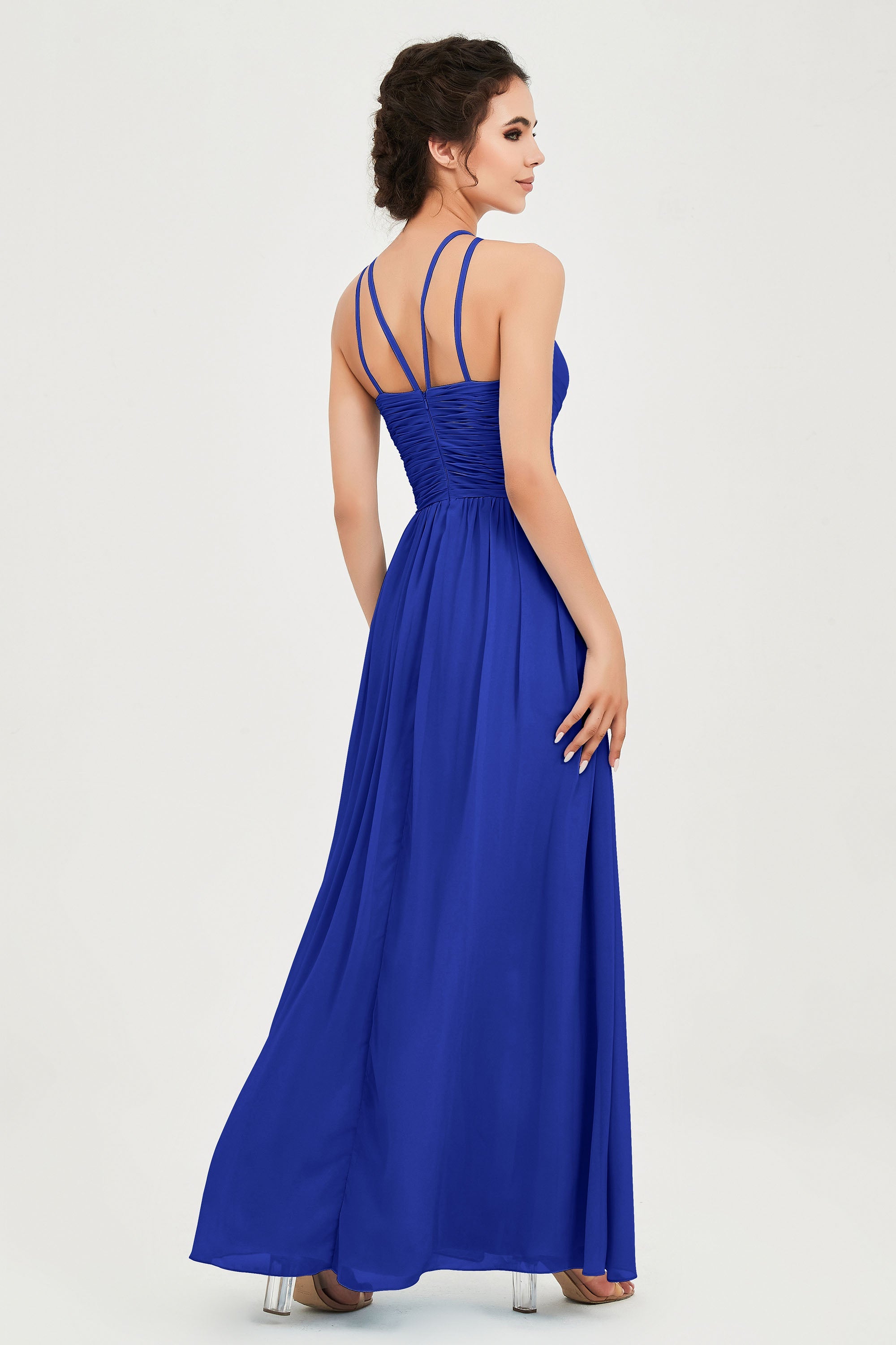Empire Halter Chiffon Women's Bridesmaid Dress Ruched Formal Evening Prom Gowns