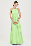 Empire Halter Chiffon Women's Bridesmaid Dress Ruched Formal Evening Prom Gowns