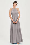 Empire Halter Chiffon Women's Bridesmaid Dress Ruched Formal Evening Prom Gowns