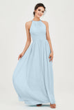 Empire Halter Chiffon Women's Bridesmaid Dress Ruched Formal Evening Prom Gowns